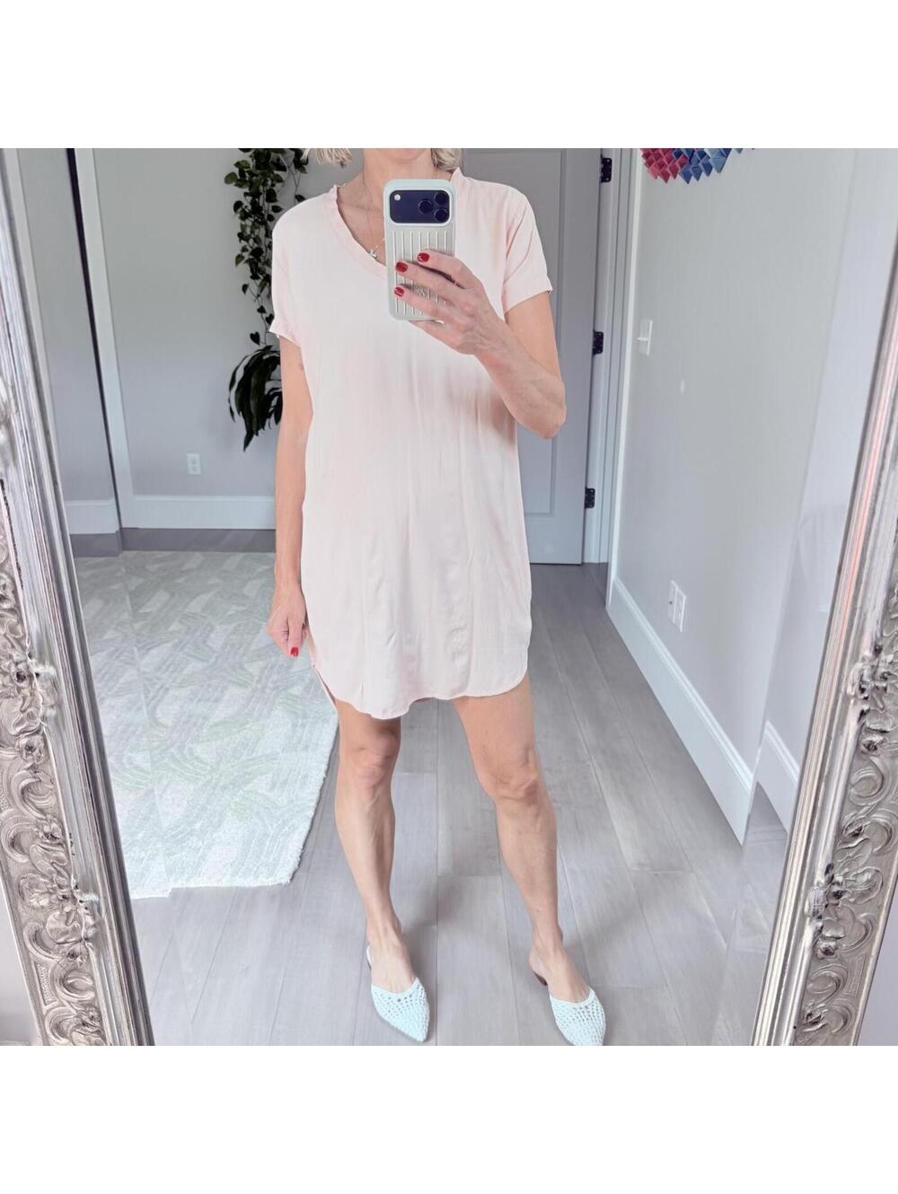 Cloth & Stone Light Pink Short Sleeve Tunic T-Shirt Dress Size S